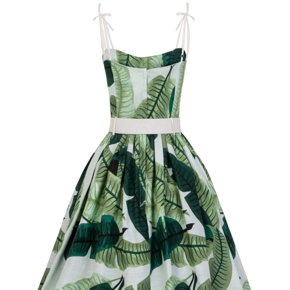 ❤️Collectif Mainline Jade Banana Leaf Pinup Dress - Picture 4 of 6
